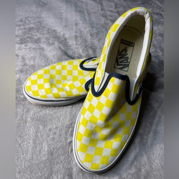 Vans Yellow Checkered Slip-On Shoes. Size 6 - Picture 1 of 4